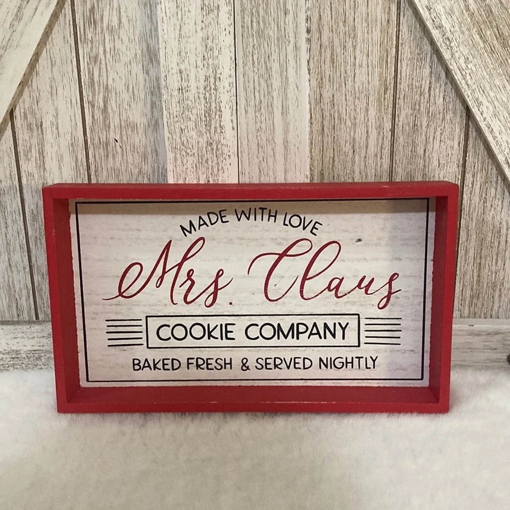 Target BP 2019 Christmas Red and White Tabletop Mrs. Claus Cookie Company Sign